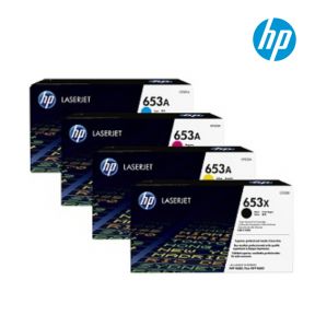 HP 653A 1 Set Original Toner Black Cyan Yellow Magenta For HP Color LaserJet Enterprise Flow MFP M680z, M651dn, M651n, M651xh, MFP M680dn, MFP M680f Printers