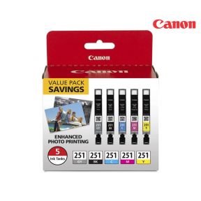 Canon PGI-250/CLI-251 Ink Cartridge 1 Set | Black | Colour| For Canon MG5520, MG6620, MG7120, MG7520, MG5420, MG5422, MG5520, MG5522, MG5620, MG6320, MG6420, MG6620, MG7120, MG7520, MX722, MX922, iP7220, iP8720, and iX6820