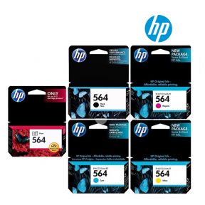 HP 564 Ink Cartridge 1 Set | Black CN680W | Cyan CN681 | Magenta CN682W | Yellow CN683W | Photo Black CR276W For HP Deskjet 3520 3521 3522 3526 Officejet 4610 4620 4622 Photosmart: 5510 5512 5514 5515 5520 5525 6510 6512 6515 6520 6525 7510 7515 752 Print